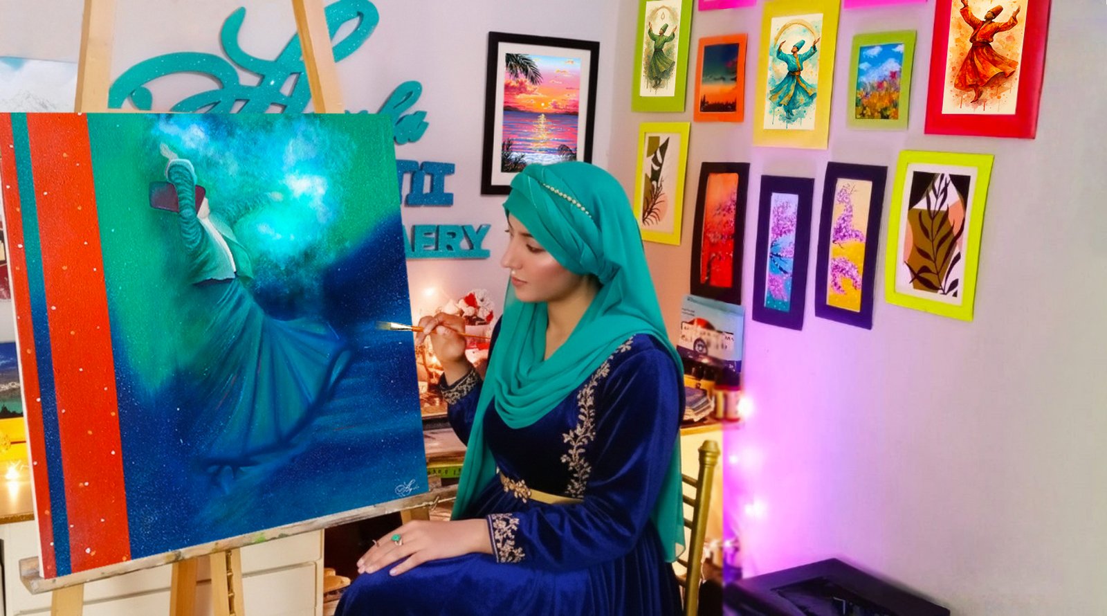 Sufi Rumi Whirling Dervish Painting