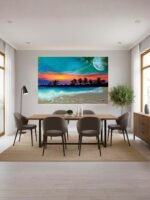 Beach Moon Waves Night Acrylic Painting