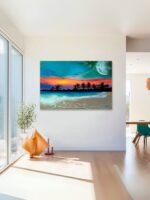 Beach Moon Waves Night Acrylic Painting