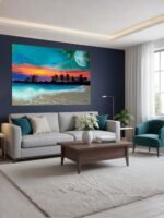 Beach Moon Waves Night Acrylic Painting