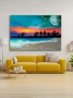 Beach Moon Waves Night Acrylic Painting