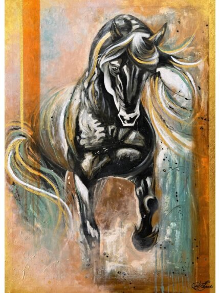 Black Horse Abstract Painting