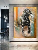 Black Horse Abstract Painting