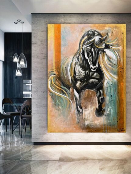 Black Horse Abstract Painting