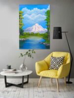 Peaceful Mountain Landscape Acrylic Painting