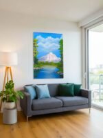 Peaceful Mountain Landscape Acrylic Painting