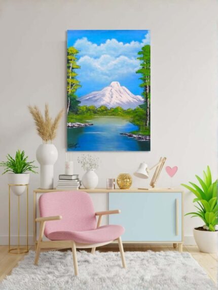 Peaceful Mountain Landscape Acrylic Painting