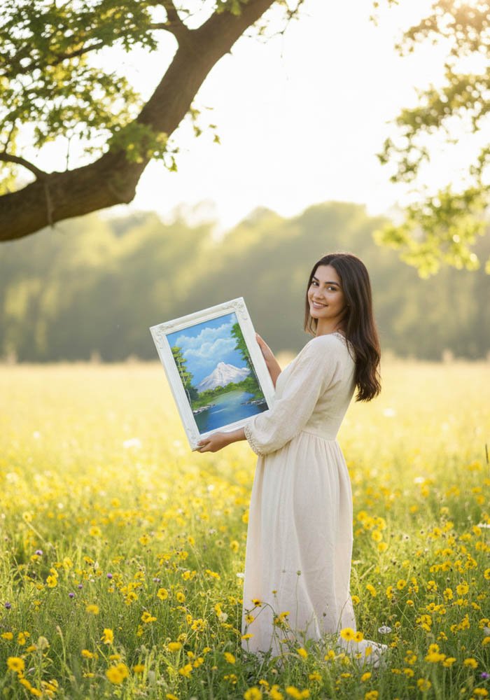 Peaceful Mountain Landscape By Ayesha Art Gallery