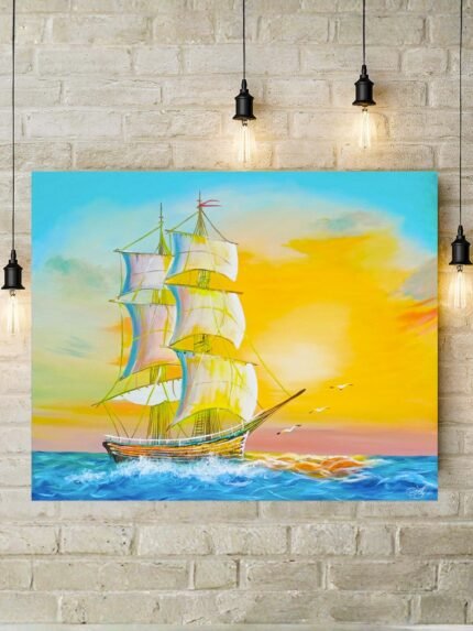 Ship Seascape Acrylic Painting