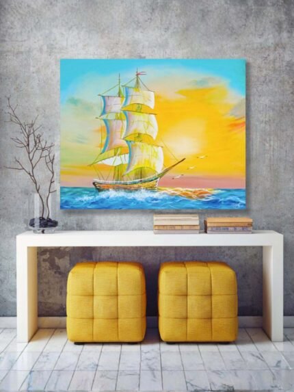 Ship Seascape Acrylic Painting