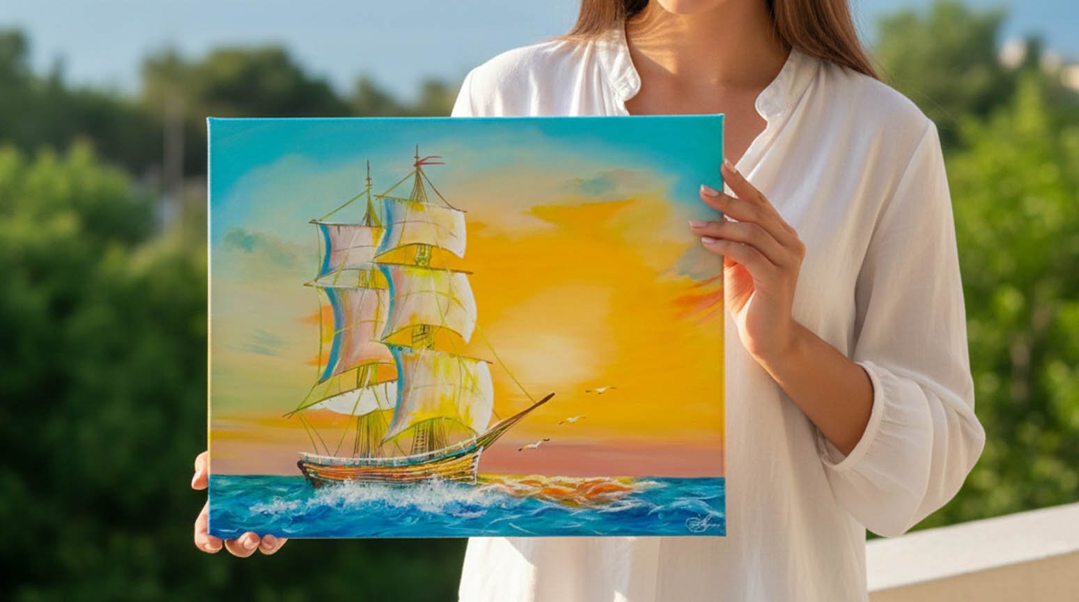 Ship Seascape painting by Ayesha Art Gallery