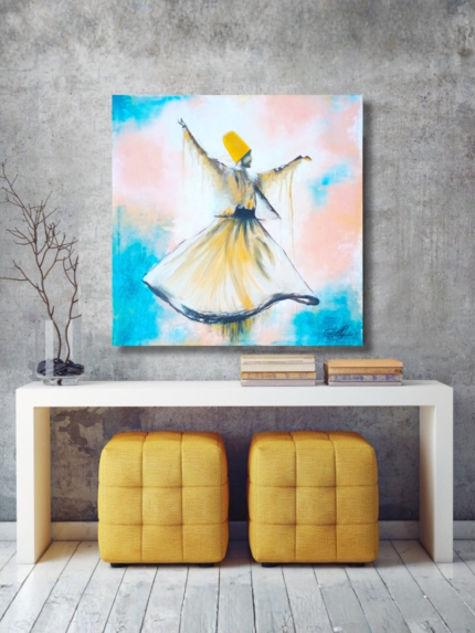 Sufi Whirling Dervish Textured Painting