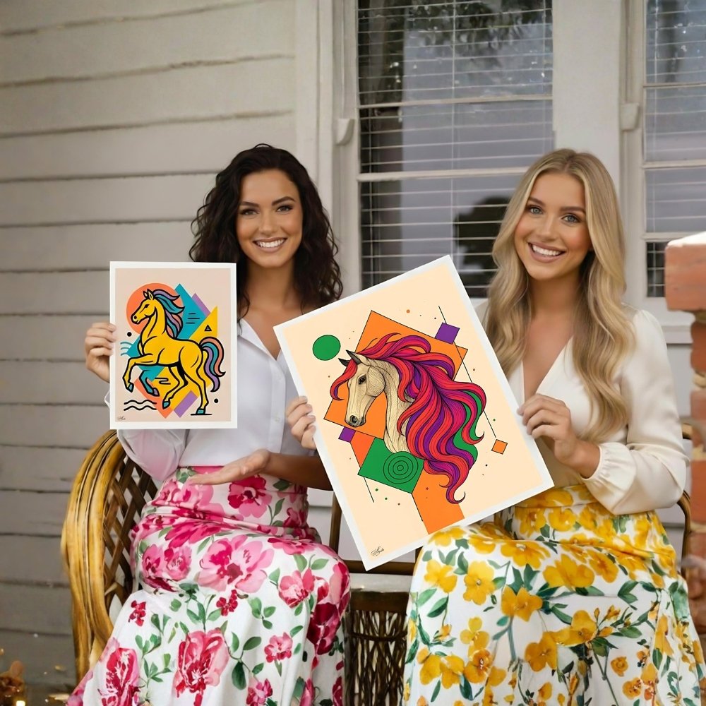 Pop Art Horse Abstract Line Art Painting by Ayesha Art Gallery