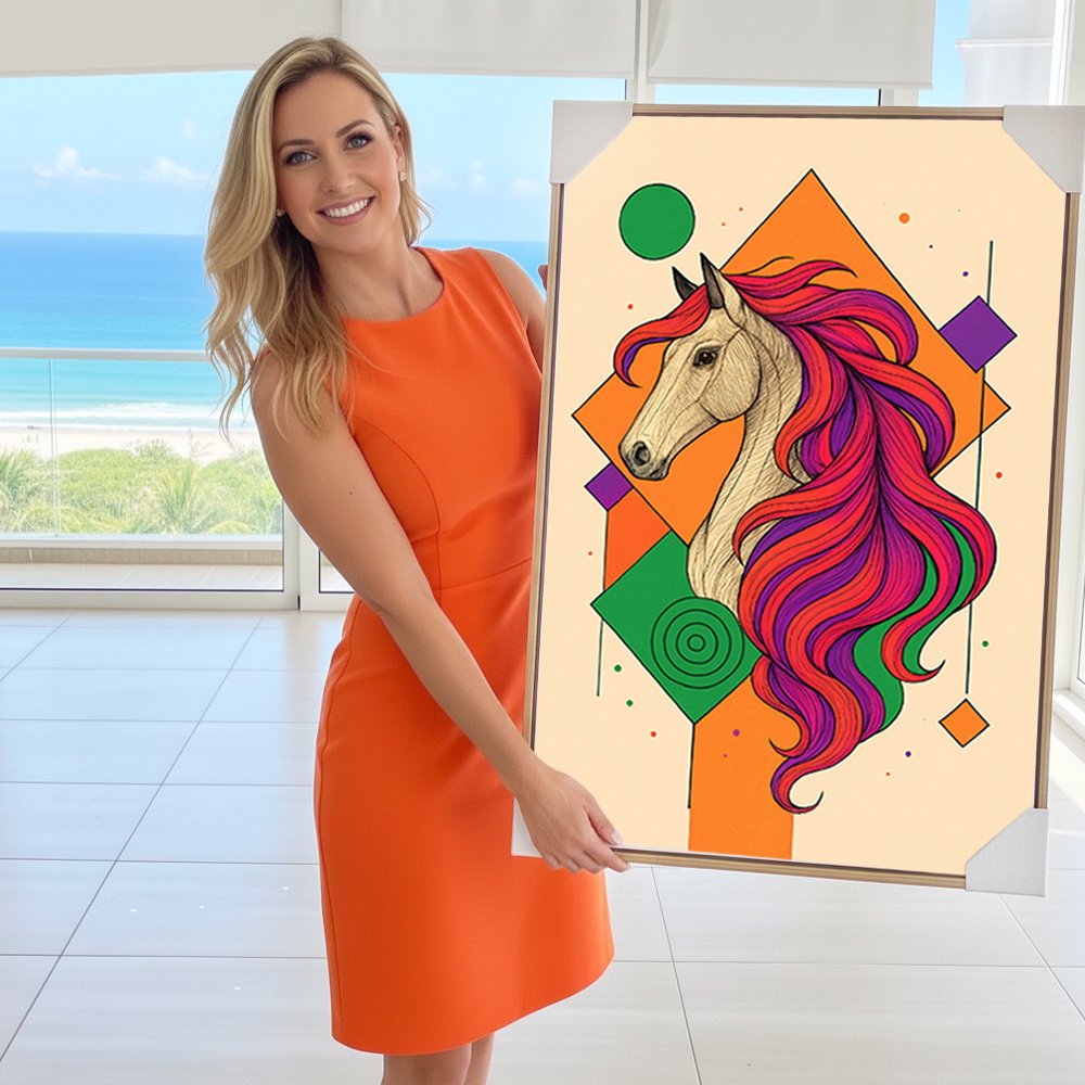 Pop Art Horse Abstract Line Art Painting by Ayesha Art gallery