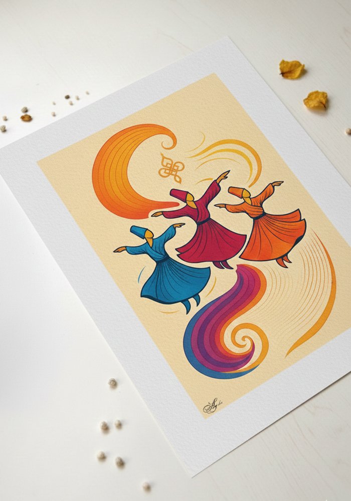 Whirling Dervishes Sufi Acrylic Painting by Ayesha Art Gallery (1)