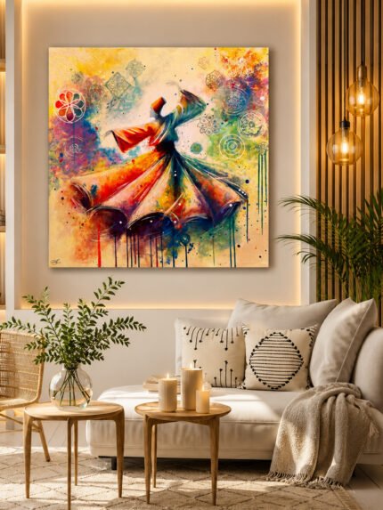 Whirling Dervish Sufi Abstract Handmade Painting